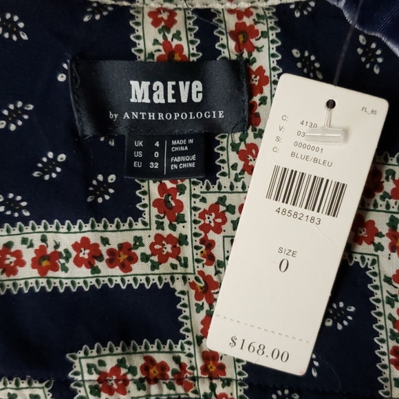 Anthropologie Maeve blue velvet shirt dress NWT 0 - Picture 8 of 8